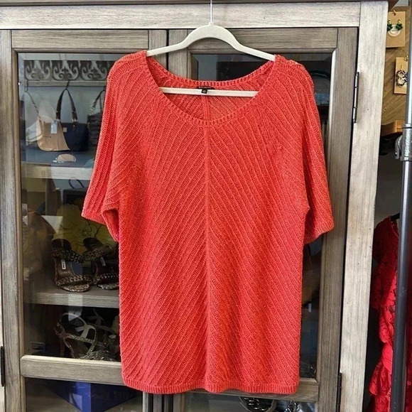 TALBOTS Sparkle Knit chevron short sleeve sweater Size XL - Picture 4 of 6